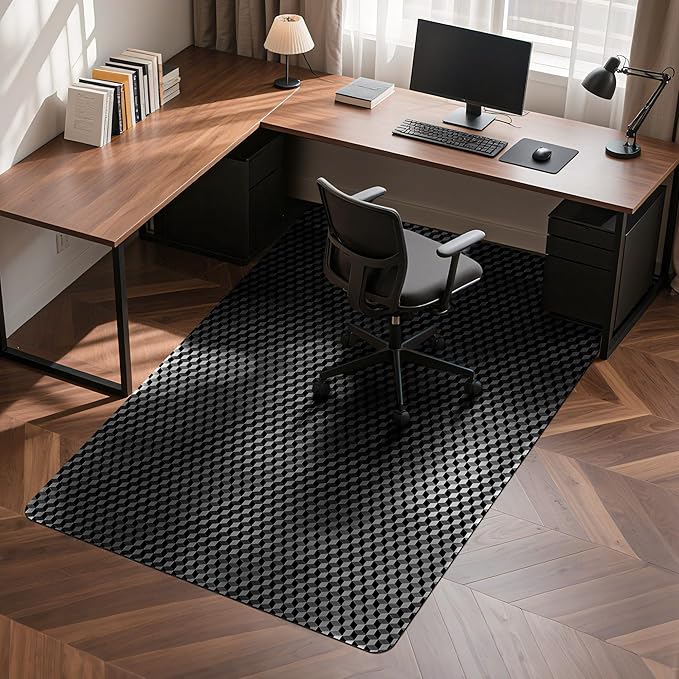 BesWin Office Chair Mat for Hard Floors, 48" x 60" Heavy Duty Large Computer Desk Chair Mats for Hardwood Floor, Anti-Slip Under Chair Floor Protector Mat for Home Office, Gaming - Black by BesWin