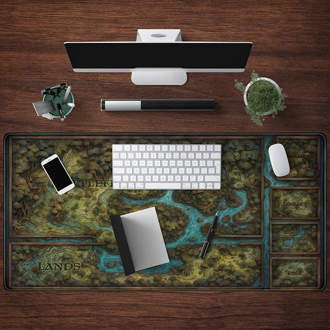 Game Forest Large Mouse Pad XXL Green Map Playmat for MTG Adventure Gaming Deskpad Desk Mat for Keyboard and Mouse Mat with Stitched Edges Anti-Slip Funny Desk Pad, 31.5 X 15.8 in - Image 4