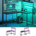 HOMCOM Gaming Desk 62" 2 Person L Shaped Desk, Power Outlets, LED, Black by HOMCOM