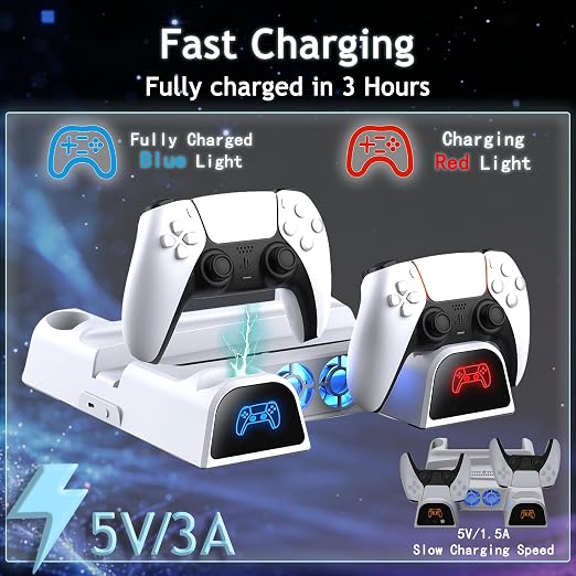 SOTY PS5 Cooling Station for Slim/Pro, Cooling Fan, Controller Charger - Image 5