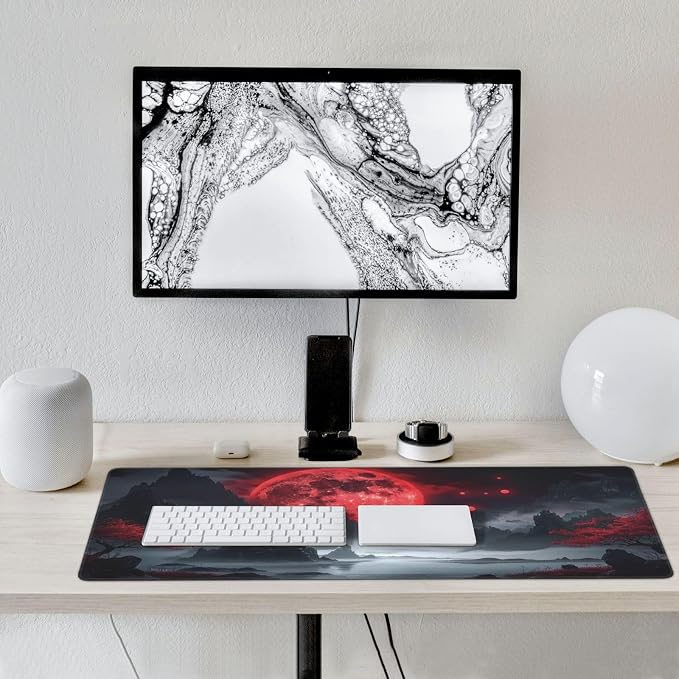35.4 x 15.7 in, Waterproof XXL Large Mouse Pad for Desk, Extended Keyboard Mouse Mat for Computer Office, Big Laptop Mouse pad, Gaming Pc-Darkness Red Moon - Image 6