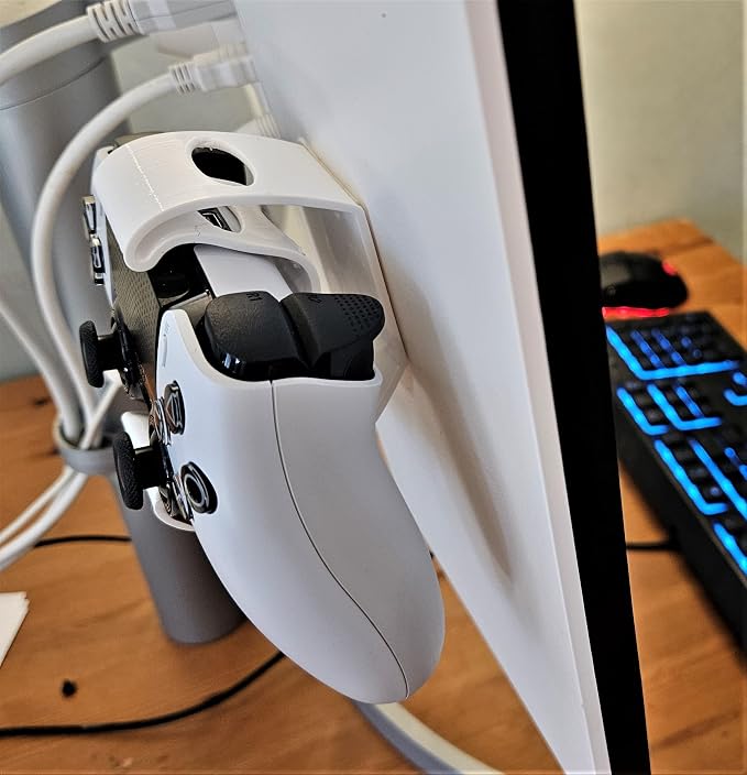 Controller Holder – Under Desk or Wall Mount Compatible with PS5 DualSense and Xbox Controllers | Quick Snap-in Design | Made in USA - Image 3