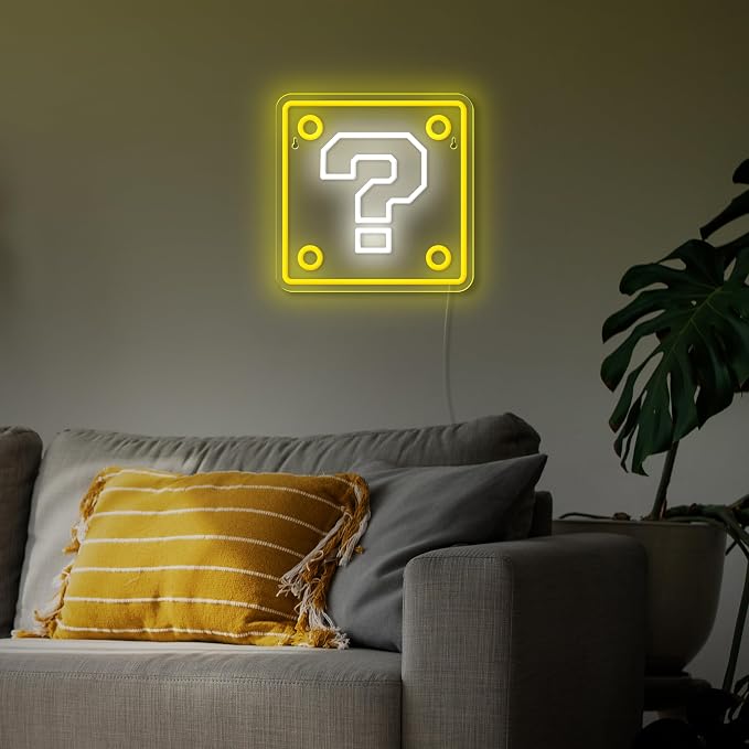 Question Block Neon Sign,Dimmable Question Square Neon Light for Game Room,Man Cave,Kids Room Wall Decor,USB Powered Led Night Lights Gamer Gifts for Boys, Kids - Image 7