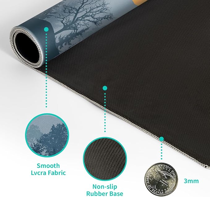 Mountain Gaming Mouse Pad 27.6x11.8 Inch Forest Large Mousepad Extended Grey Mousepad Gaming Non-Slip Rubber Base Stitched Edges Keyboard Mouse Mat Desk Pad for Office Home and Game - Image 8
