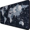 Large Extended Gaming Mouse Pad with Stitched Edges,(35.4X15.7In) Durable Non-Slip Natural Rubber Base, Waterproof Computer Keyboard Pad Mat for Esports Pros/Gamer/Desktop/Office/Home, Map by Hsmienk