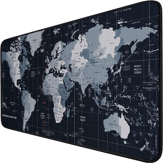 Large Extended Gaming Mouse Pad with Stitched Edges,(35.4X15.7In) Durable Non-Slip Natural Rubber Base, Waterproof Computer Keyboard Pad Mat for Esports Pros/Gamer/Desktop/Office/Home, Map by Hsmienk