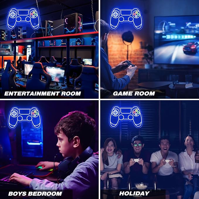 Gamer Neon Sign, Gamepad Shaped LED Neon Sign for Gamer Room Decor, Gaming Neon Sign for Boys Room Decor, Neon Gaming Sign for Gaming Wall Decor, USB Powered Gamer Gifts for Teens, Boys, Kids - Image 7
