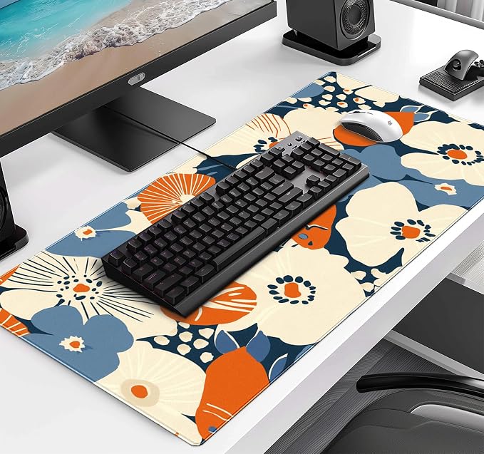Ladies' Office Desk Cute Petal Keyboard Accessories Game Extended Mouse Pad | Large Extended Mouse Pad; Full Desk Coverage; Waterproof Coating; Stable Anti-Slide Base For Gaming, Office, Study Daily Use - Image 3