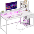 EnHomee 44" Small White Gaming Desk with Hutch & Shelves for Teen Gamer by EnHomee