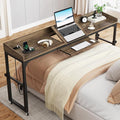 Tribesigns Height Adjustable Overbed Table with Wheels, Queen Size Over Bed Desk with Adjustable Tilt Stand, Mobile Laptop Cart Computer Desk with Outlets & USB Ports (Dark Gray) by Unknown
