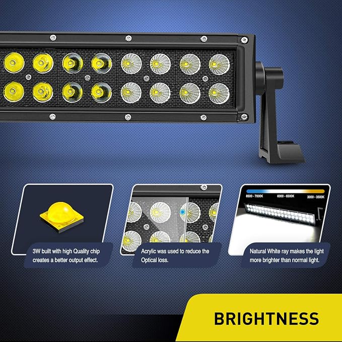 Nilight - NI07B-120W 22" 120w LED Light Bar Flood Spot Combo Driving Lights Fog Lamp off road led lights for SUV ATV Truck 4x4 Boat ,2 Years Warranty - Image 3