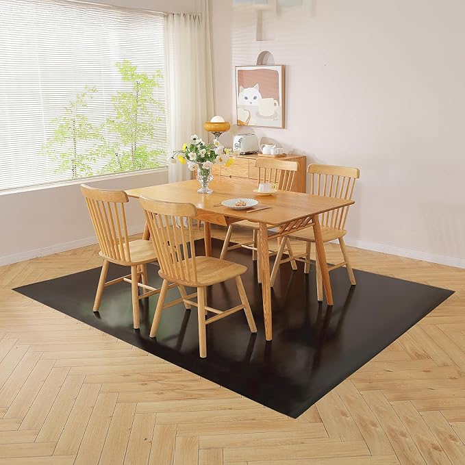 Black Office Chair Mat for Hardwood Floor, 58 x 84 in Desk Floor Protector | Heavy Duty Plastic Floor Mat, Smooth Rolling, Easy to Clean, Protects Wood & Tile Floors, Ideal for Computer & Gaming Chairs by OstepDecor