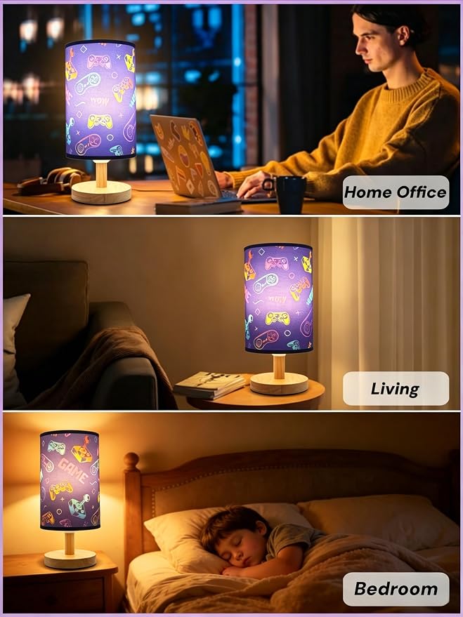 Video Game Table Lamp,Gaming Lamp for Bedroom Boys Gaming Lights,3 Colors Mode Nightstand Night Light with Cartoon Lampshade Kids LED Desk Lamp for Home Gamer Room Decor Gifts for Gamers - Image 7