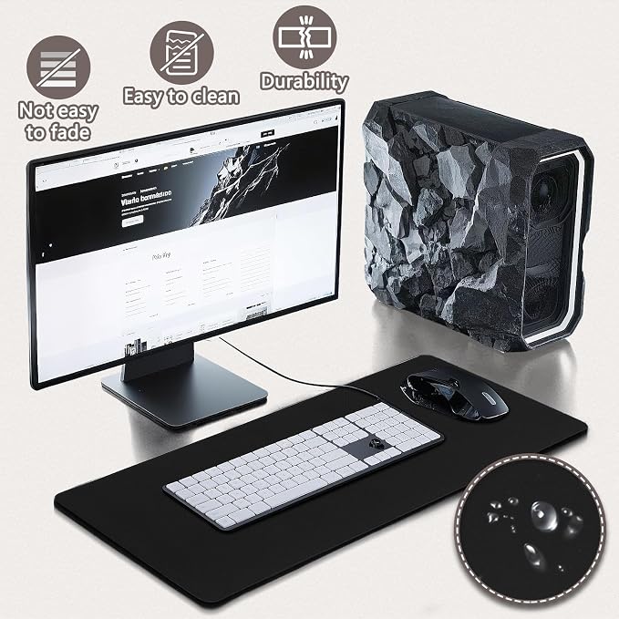 Mouse Pad Gaming - Desk Mat for Keyboard and Mouse - Black Large Mouse Pad for Desk, Mousepad (31.5 x 11.8inch) with Non-Slip Base, Desks Pad Mat for Gaming, Office and Home - Image 4
