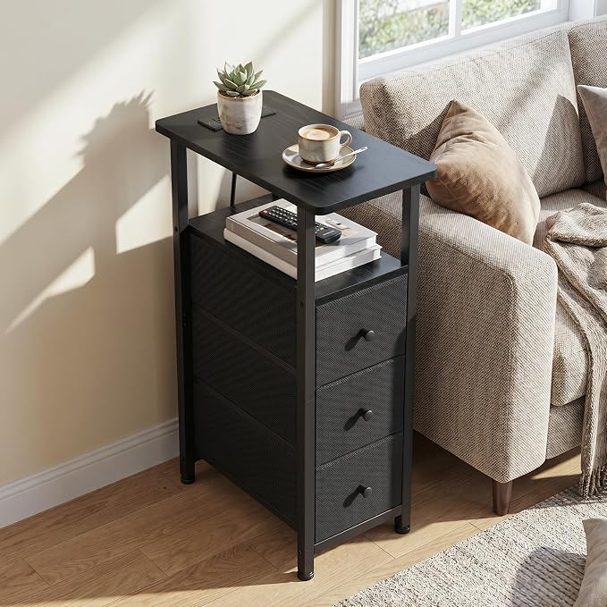 LOAKEKEL Narrow End Tables Living Room Set of 2 with Charging Station - Image 9