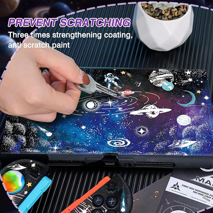 DLseego Protective Soft Case for Nintendo Switch 2 (2025), Soft Grip Cover for Handle, Detachable Joy-C Controller Shockproof & Scratch-Resistant Console Shell,2 Thumb Grips, Astronauts - Colourful 1 - Image 5
