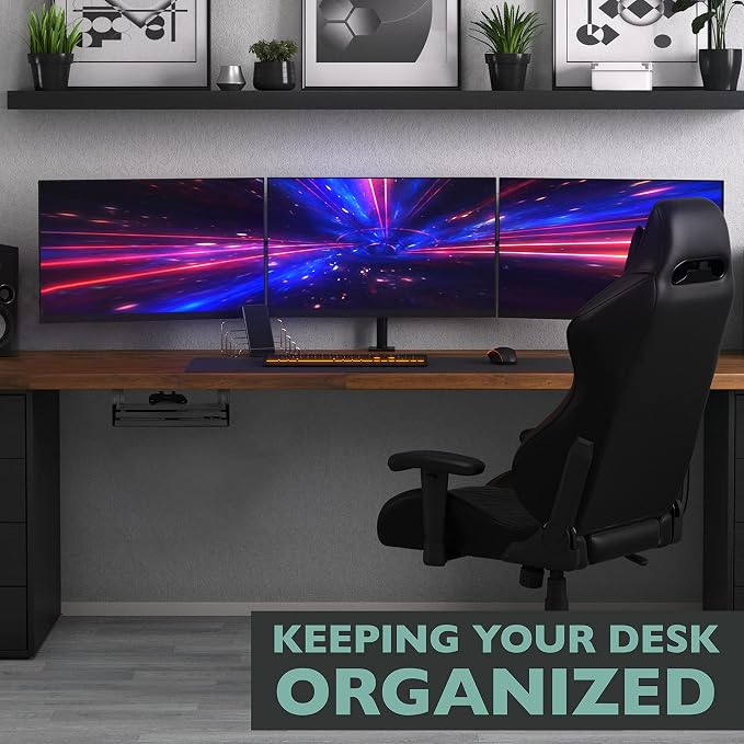Ilyapa Under Desk CPU Mount, Steel Under Desk Computer Mount Vented Sides, PC Wall Storage, Laptop Stand, Shelf for Office Storage, 4x12x11 Inches - Image 7