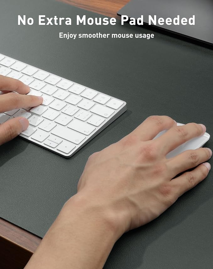 Aothia Faux Leather Desk Mat - Large Mouse Pad, Non-Slip PU Leather Blotter, Waterproof Writing Surface for Office and Home (Jungle Green, 42" x 17") - Image 4