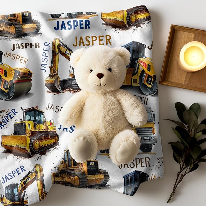 Ship Next Day, Personalized Truck Blanket - Printed in USA, Custom Name Blankets for Kids with Engineering Vehicle, Home Bedding Bed Decor, Fun Birthday Gift for Boys&Girls Women Man - Image 9