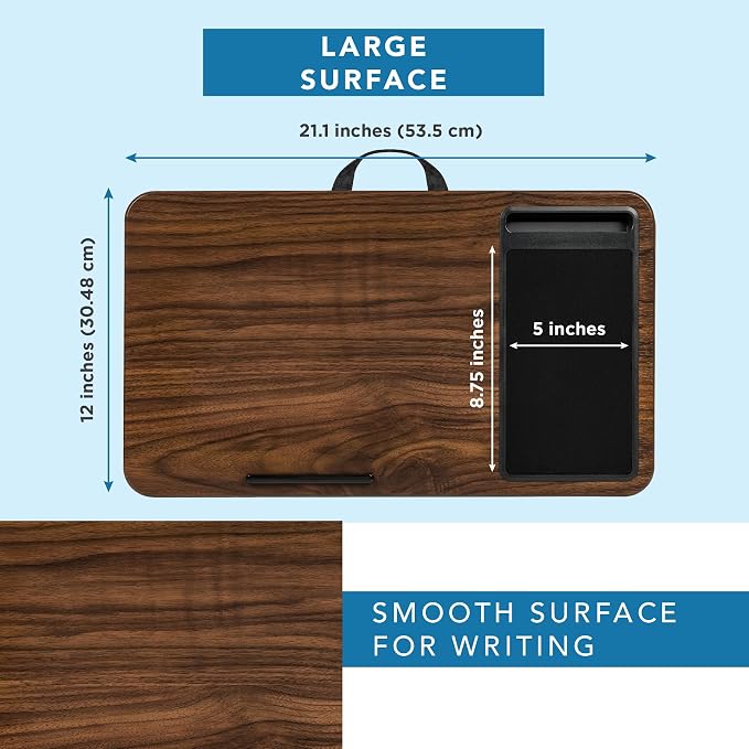 LAPGEAR Home Office Lap Desk – Dark Espresso Woodgrain, Fits 15.6” Laptops - Image 5