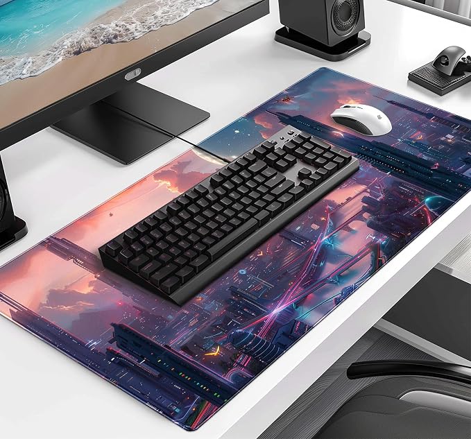 Digital Night Scene Office Art Desk Mat, Female Learning Computer Mouse Mat | Large Extended Mouse Pad; Full Desk Coverage; Waterproof Coating; Stable Anti-Slide Base For Gaming, Office, Study Daily Use - Image 3