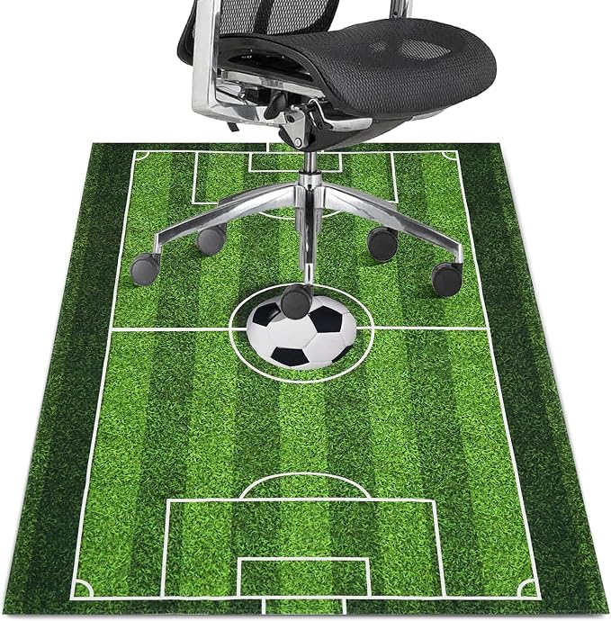 Gaming Chair Mat for Hardwood Floor 36"X 48" Heavy Duty Office Desk Chair Rug for Under Game Rolling Chairs Computer Decor Protect Mats Low Pile Non-Slip Rubber for Carpet & Tile Floor-Soccer by Wruzbxcn