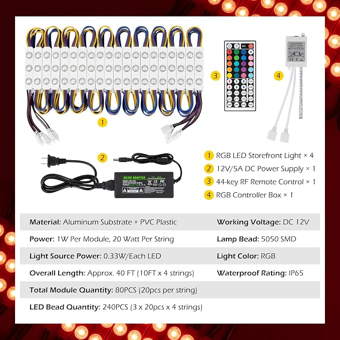 Dyna-Living Storefront LED Lights 40FT Window LED Lights for Store Front - Image 2