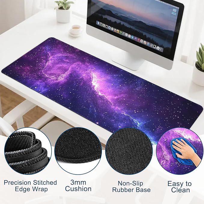 Gaming Mouse Pad, Desk Mat for Keyboard and Mouse, Large Mouse Pad for Desk, Computer Mousepad - Image 3