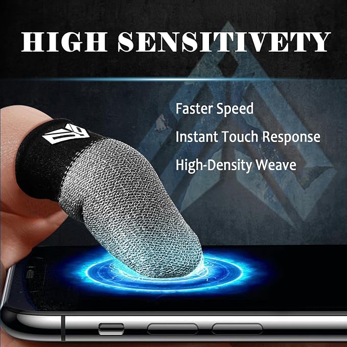 12PCS Gaming Finger Sleeves. 0.29MM Silver Fiber, Anti Sweat, Extremely Thin,Breathable Touchscreen dedales Gamer Finger Cover Thumb Sleeve Fit Phone Game Tablet Devices. - Image 3