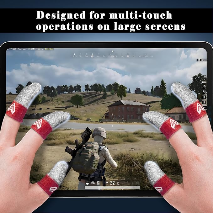 6PCS Gaming Finger Sleeves. 0.29MM Silver Fiber, Anti Sweat, Extremely Thin,Breathable Touchscreen dedales Gamer Finger Cover Thumb Sleeve Fit Phone Game Tablet Devices. (Red) - Image 5