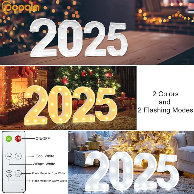 Pooqla LED Light Up Numbers, Marquee Number with Remote for 2nd Birthday Decoration, Lighted Numbers Gift for Boys Girls Party Backdrop Wedding Anniversary Decor, Warm White and Cool White Number 2 - Image 3