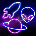 Neon Signs for Wall Decor, 3PCS LED Neon Lights for Bedroom, USB or Battery Powered Light Up Space Themed Alien Planet Rocket for Kids, Teen Boys, Gaming Room, Bar, Birthday, Cool Decoration Aesthetic by Sofunii