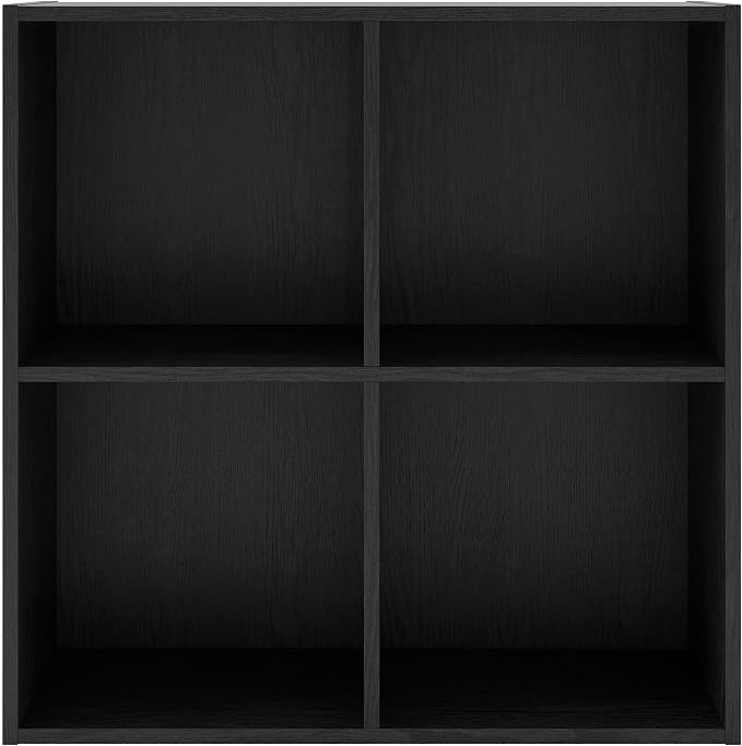 Homes: Inside + Out Apexa 4-Cube Storage Organizer Shelves, Stackable Wood Bookcase Fits Cubby Bins for Organization, Dorm Teen Room Decor & Home Office, Black - Image 4