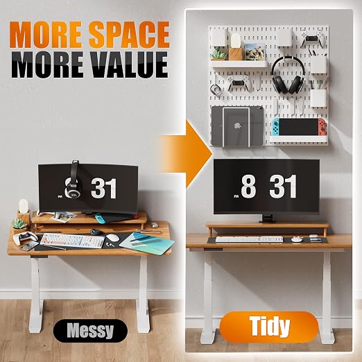 Wall Organizer Set 4 Pack 11"x11" No-Drill Peg Board Pannels with 16 Hooks & Bins Modular Pegboard Wall Organization for Gaming room Home Office Craft Room and Kitchen, White - Image 4