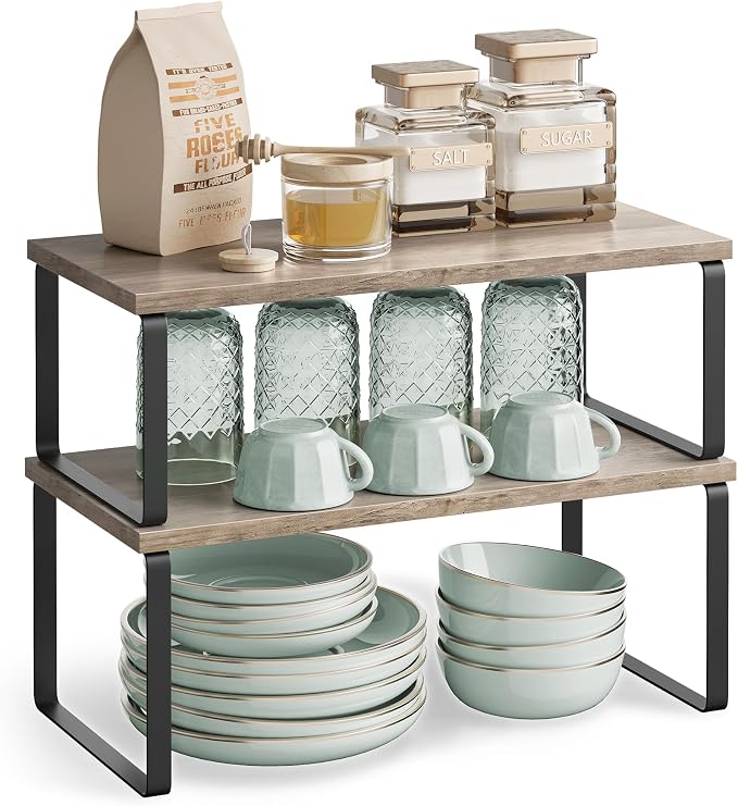 SONGMICS Cabinet Organizer Shelf, Set of 2 Spice Rack, Kitchen Storage - Image 8
