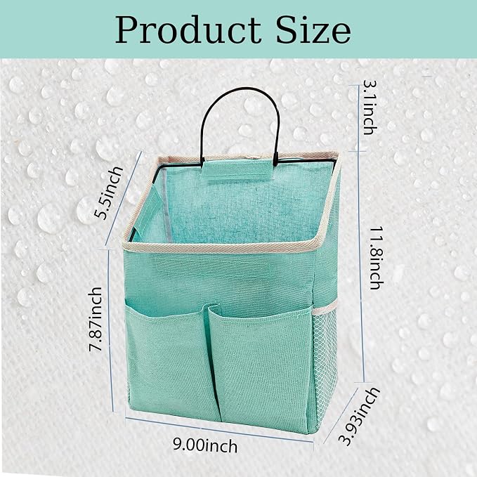 2pcs Wall Hanging Storage Bag,Wall Hanging Organizer Bags with Pockets, Wall Organizer Storage for Dormitory Bathroom Bedroom Kitchen(Green), 0229-xmbsometeth - Image 2