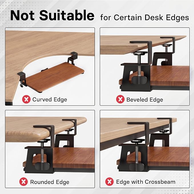 BONTEC Under Desk Keyboard Tray, Pull-Out Keyboard & Mouse Platform - Image 6