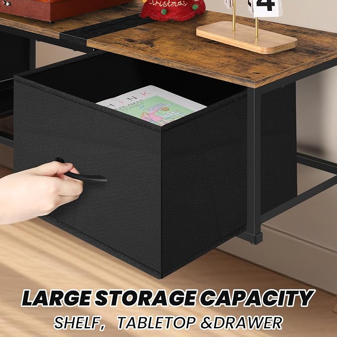Floating TV Stand with Power Outlet, Wall Mounted Entertainment Center with Drawers, Rustic Brown Industrial Media Console Shelf for Living Room, Bedroom（Brown） - Image 6