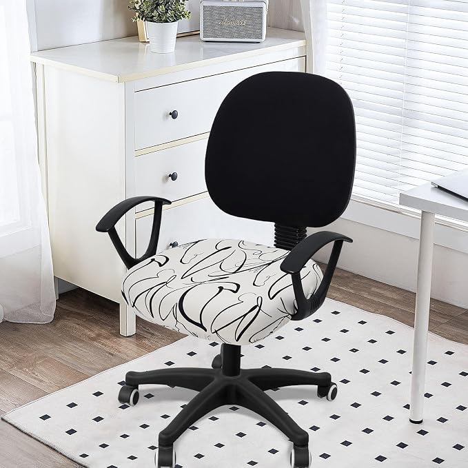 Smiry Stretch Printed Office Computer Desk Chair Seat Covers | Stretch Fit, Soft Fabric Universal Rotating Chair Cover, Washable Removable, Anti-Dust Seat Cushion Protector - Image 2
