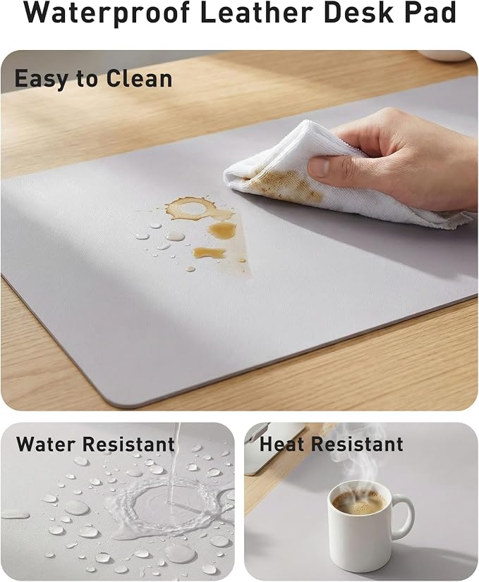 Aothia Faux Leather Desk Mat - Large Mouse Pad, Non-Slip PU Leather Blotter, Waterproof Writing Surface for Office and Home (Smoky Lavender, 40" x 24") - Image 7