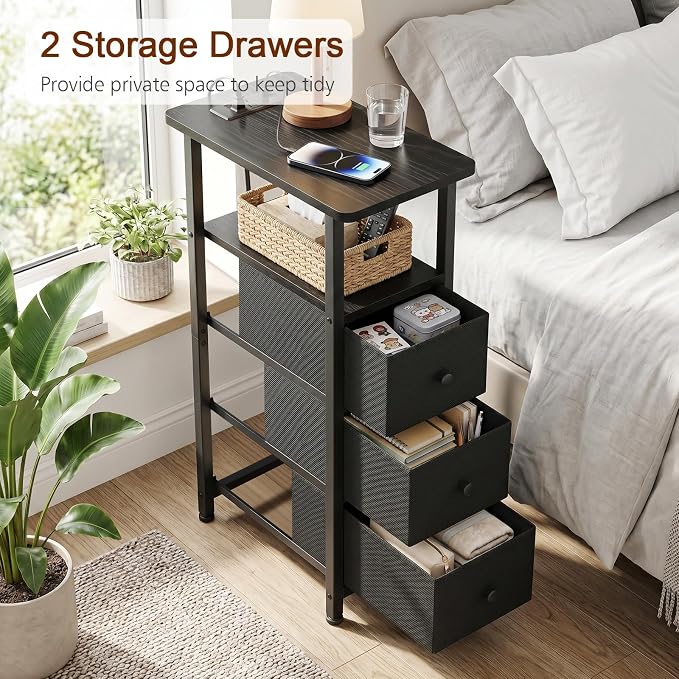 LOAKEKEL Narrow End Tables Living Room Set of 2 with Charging Station - Image 7