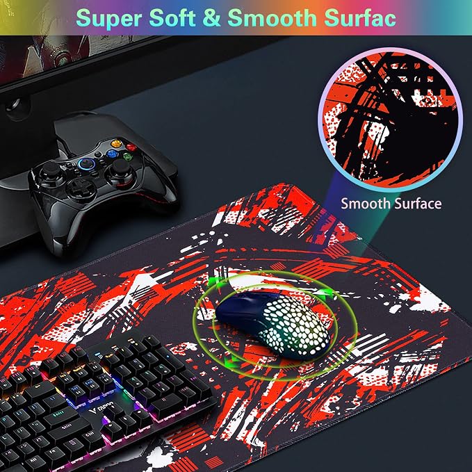 Canjoy Gaming Mouse Pad, 31.5x15.7in Large Mouse Pads for Desk Keyboard Pad | Desk Mat for Keyboard and Mouse Computer Big Full Size Desk Pad with Non-Slip Rubber Base and Stitched Edge for Home Office - Image 2