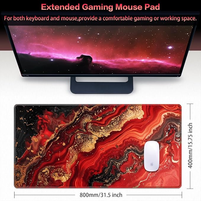 Canjoy Gaming Mouse Pad, 31.5x15.7in Large Mouse Pads for Desk Keyboard Pad | Desk Mat for Keyboard and Mouse Computer Big Full Size Desk Pad with Non-Slip Rubber Base and Stitched Edge for Home Office - Image 2