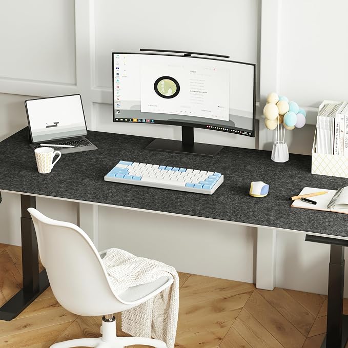 DAWNTREES Large Felt Desk Mat, 47.2"x 23.6", Desk Pad for Office and Home | Non-Slip 120x60cm Full Table Mouse Pad,Keyboard Mat for Desk,Desktop Protection (Dark Gray) - Image 6