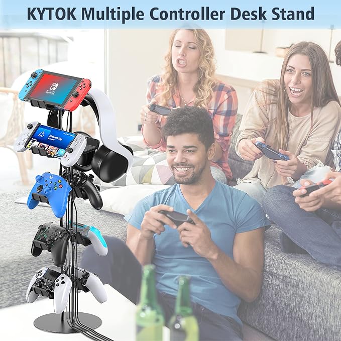 Kytok Gamer Gifts, Headset Stand 5 Tiers with Cable Organizer, Controller Stand Compatible with PS5/Xbox/Nintendo Switch/PS Portal/PS4, Headset Holder & Controller Holder for 10 Packs Controller - Image 7