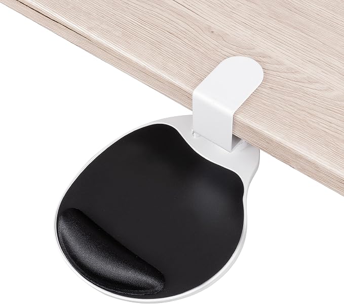 EHO Clamp on Mouse Platform, Clip on Pad Rotating 360 Degree, w/Comfortable Gel Wrist Rest, Ergonomic, Attachment, Slide Out Tray, Suitable for 1.5" Thickness Desk, for Home Office Desk Organizer by EHOPrime