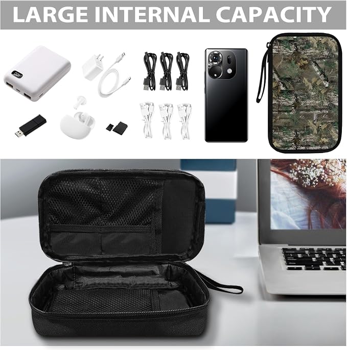 Forest Camo Print Electronics Organizer Travel Case Cord Cable Charger Organizer Bag Travel Accessories Essentials for Women Men Tech Pouch for Phone Power Bank SD Card USB - Image 7