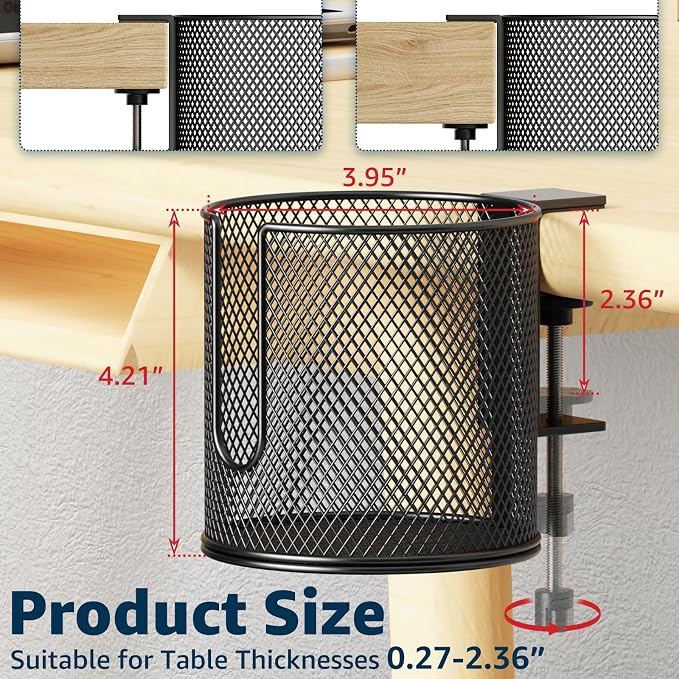 HzTinT Large Desk Cup Holder, Fully Covered Anti-Spill Clip on Cup Holder - Image 2