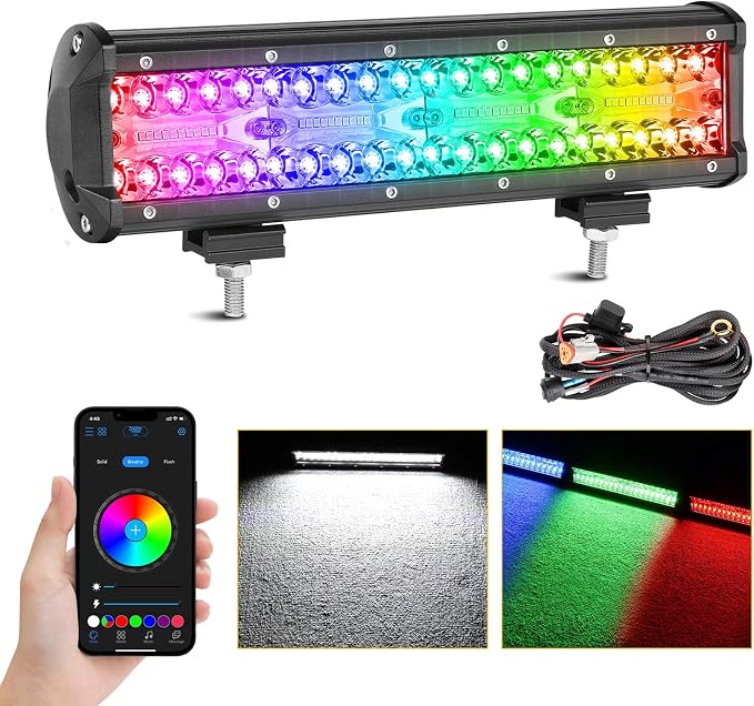 12 Inch RGB Light Bar 12" RGBW LED Pod Lights Color Chasing Light Pods Multicolor Lights for ATV UTV Polaris RZR Ranger Can-am x3 Truck Pickup Wrangler F150 SxS by SWATOWINDUSTRIESLIGHTINGYOU