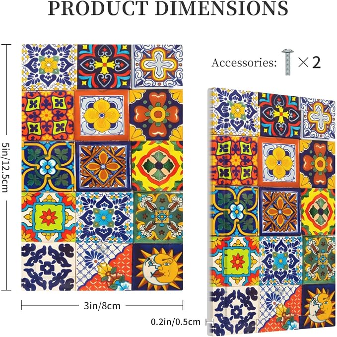 Decorative Light Switch Cover Plate Vintage Traditional Colorful Mexican Talavera Tiles Style 1 Gang No Device Single Blank Outlet Covers Wall Plate Switchplate Covers Dimmer Faceplate Decor - Image 5
